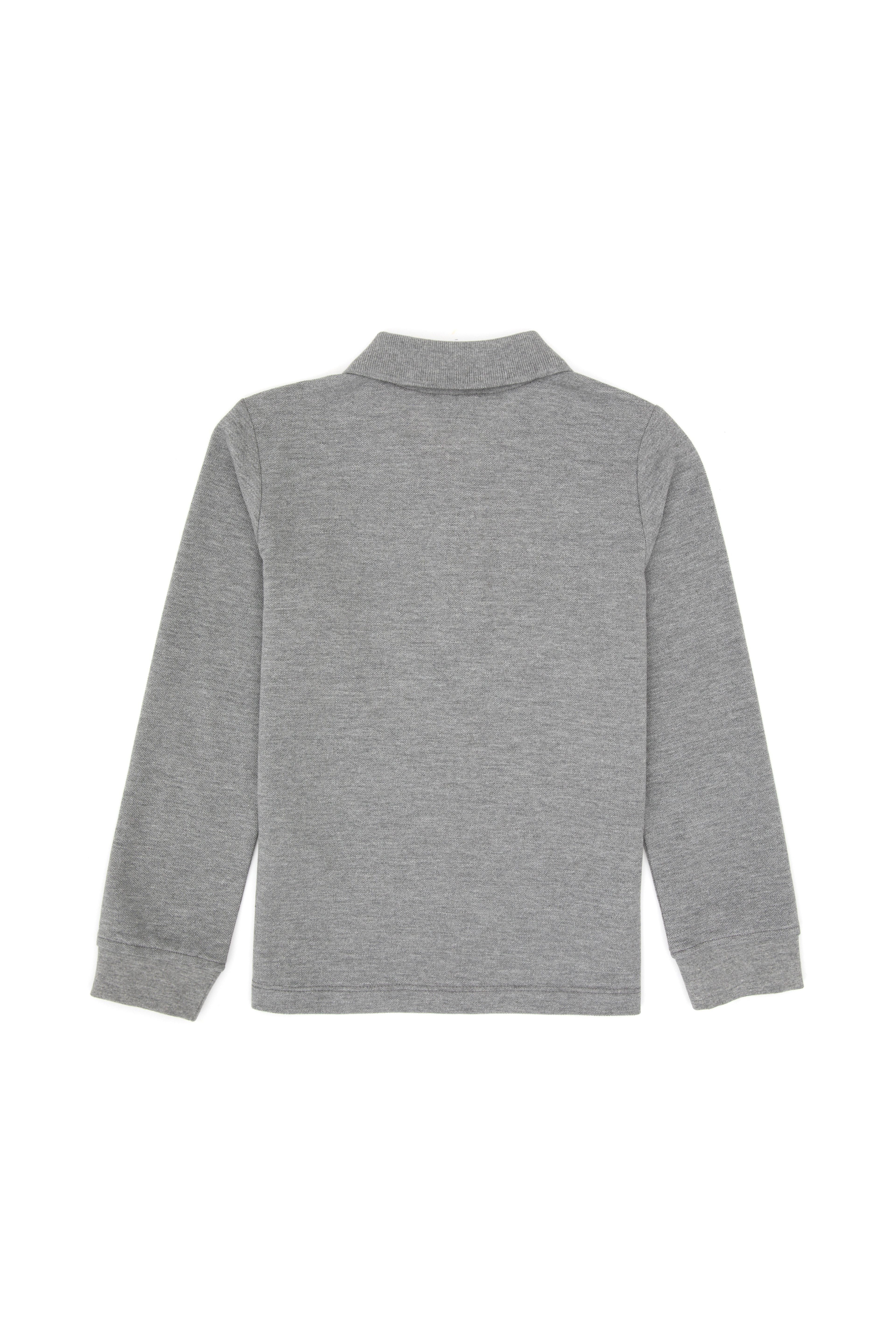Erkek Çocuk Gri Melanj Basic Polo Yaka Sweatshirt