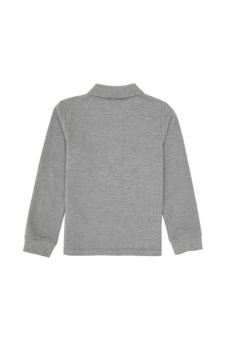 Erkek Çocuk Gri Melanj Basic Polo Yaka Sweatshirt - 50313790039