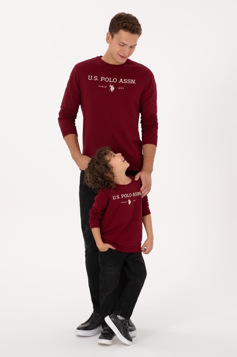 Erkek Çocuk Bordo Bisiklet Yaka Sweatshirt