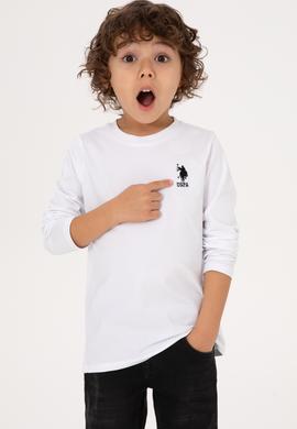 Erkek Çocuk Beyaz Basic Bisiklet Yaka Sweatshirt - 50314002067