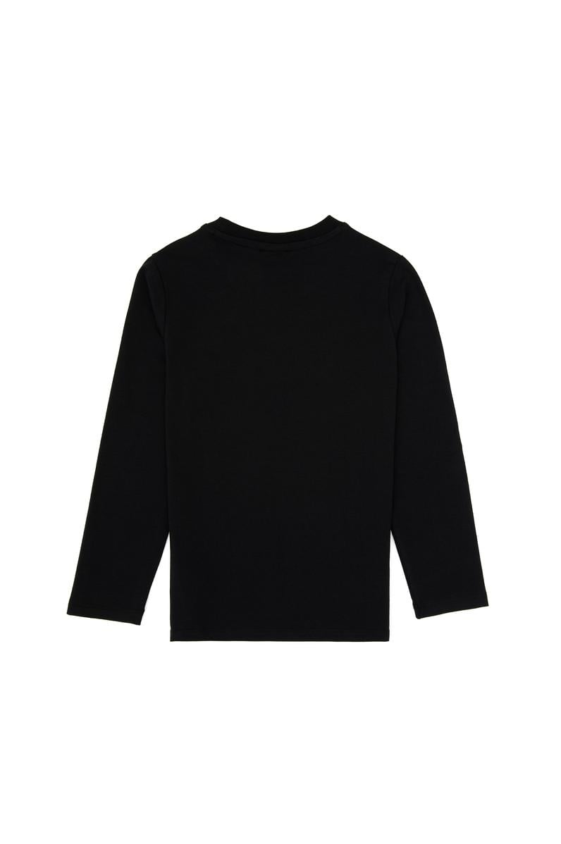 Erkek Çocuk Siyah Basic Bisiklet Yaka Sweatshirt