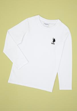Erkek Çocuk Beyaz Basic Bisiklet Yaka Sweatshirt - 50314002067