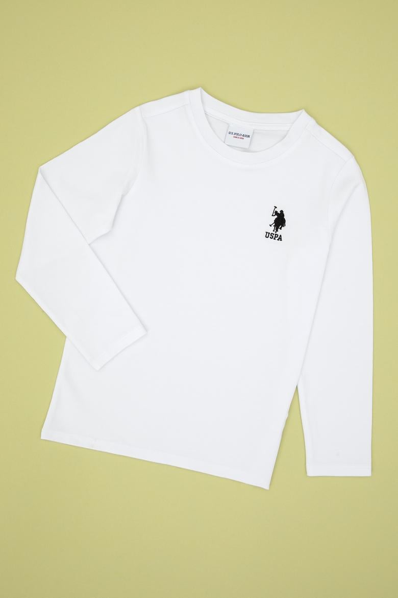 Erkek Çocuk Beyaz Basic Bisiklet Yaka Sweatshirt - 50314002067