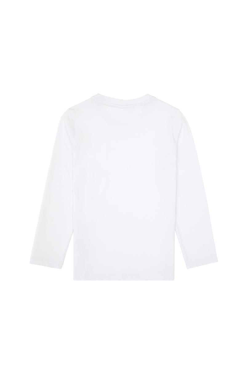 Erkek Çocuk Beyaz Basic Bisiklet Yaka Sweatshirt