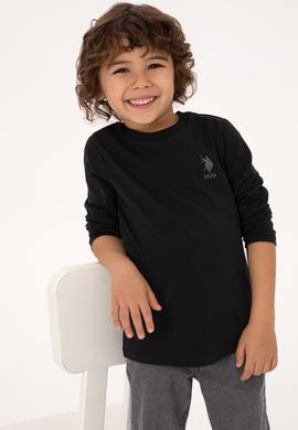 Erkek Çocuk Siyah Basic Bisiklet Yaka Sweatshirt - 50314002013