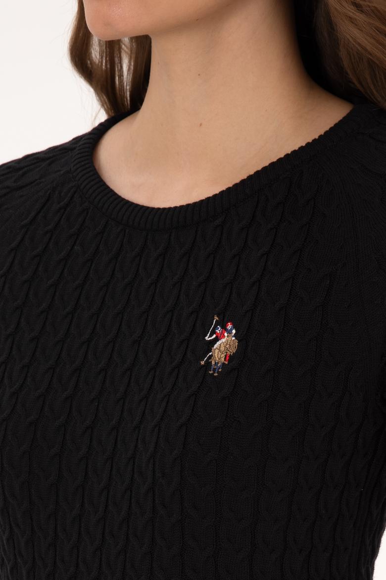 Kadın Siyah Bisiklet Yaka Basic Kazak - 50307728026