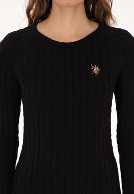 Kadın Siyah Bisiklet Yaka Basic Kazak - 50307728026