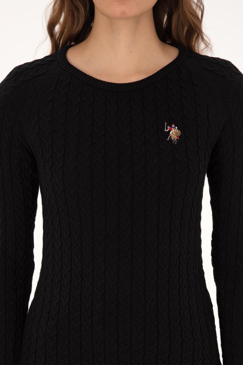 Kadın Siyah Bisiklet Yaka Basic Kazak - 50307728026