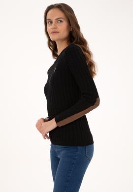 Kadın Siyah Bisiklet Yaka Basic Kazak - 50307728026