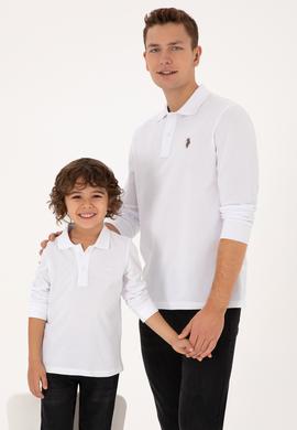 Erkek Regular Fit Polo Yaka Beyaz Basic Sweatshirt - 50313772006