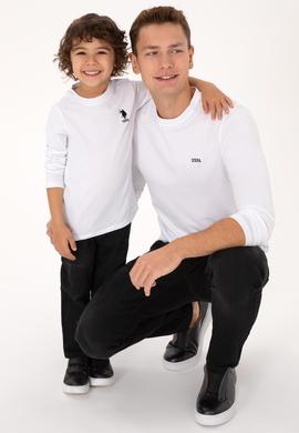 Erkek Çocuk Beyaz Basic Bisiklet Yaka Sweatshirt - 50314002067