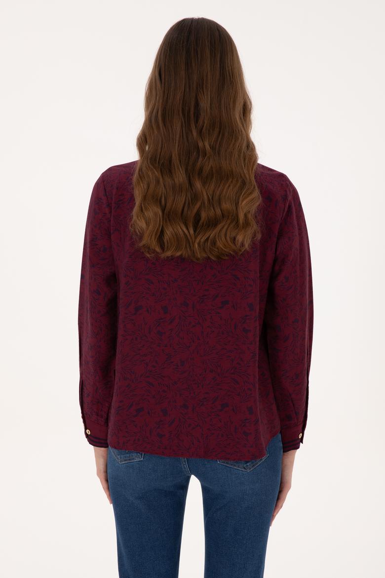 Kadın Bordo Uzun Kollu Gömlek - 50308716014