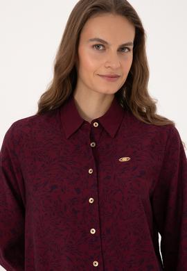 Kadın Bordo Uzun Kollu Gömlek - 50308716014