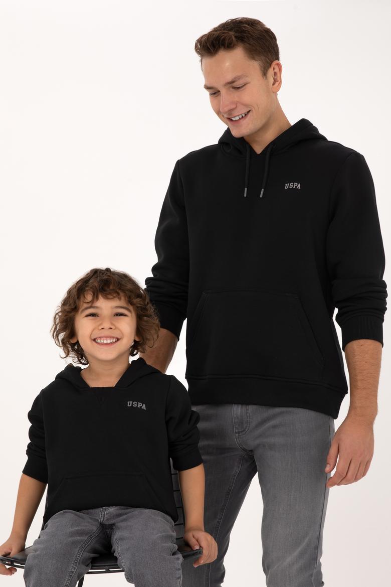 Erkek Regular Fit Kapüşonlu Şardonlu Siyah Basic Sweatshirt - 50315582056