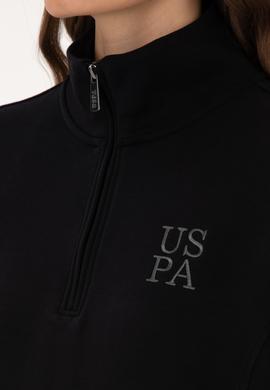 Kadın Siyah Fermuarlı Dik Yaka Sweatshirt - 50307798020