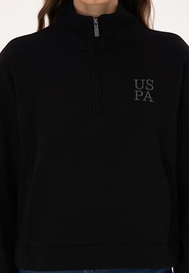 Kadın Siyah Fermuarlı Dik Yaka Sweatshirt - 50307798020
