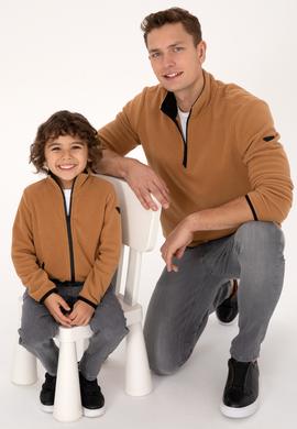 Erkek Regular Fit Camel Polar Yarım Fermuarlı Basic Sweatshirt - 50313777106