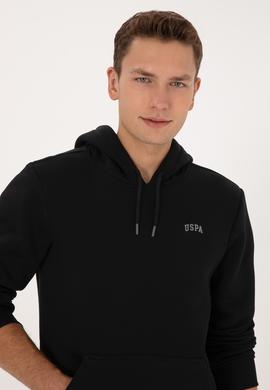 Erkek Regular Fit Kapüşonlu Şardonlu Siyah Basic Sweatshirt - 50315582056