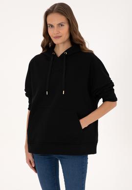 Kadın Siyah Kapüşonlu Sweatshirt - 50314938014