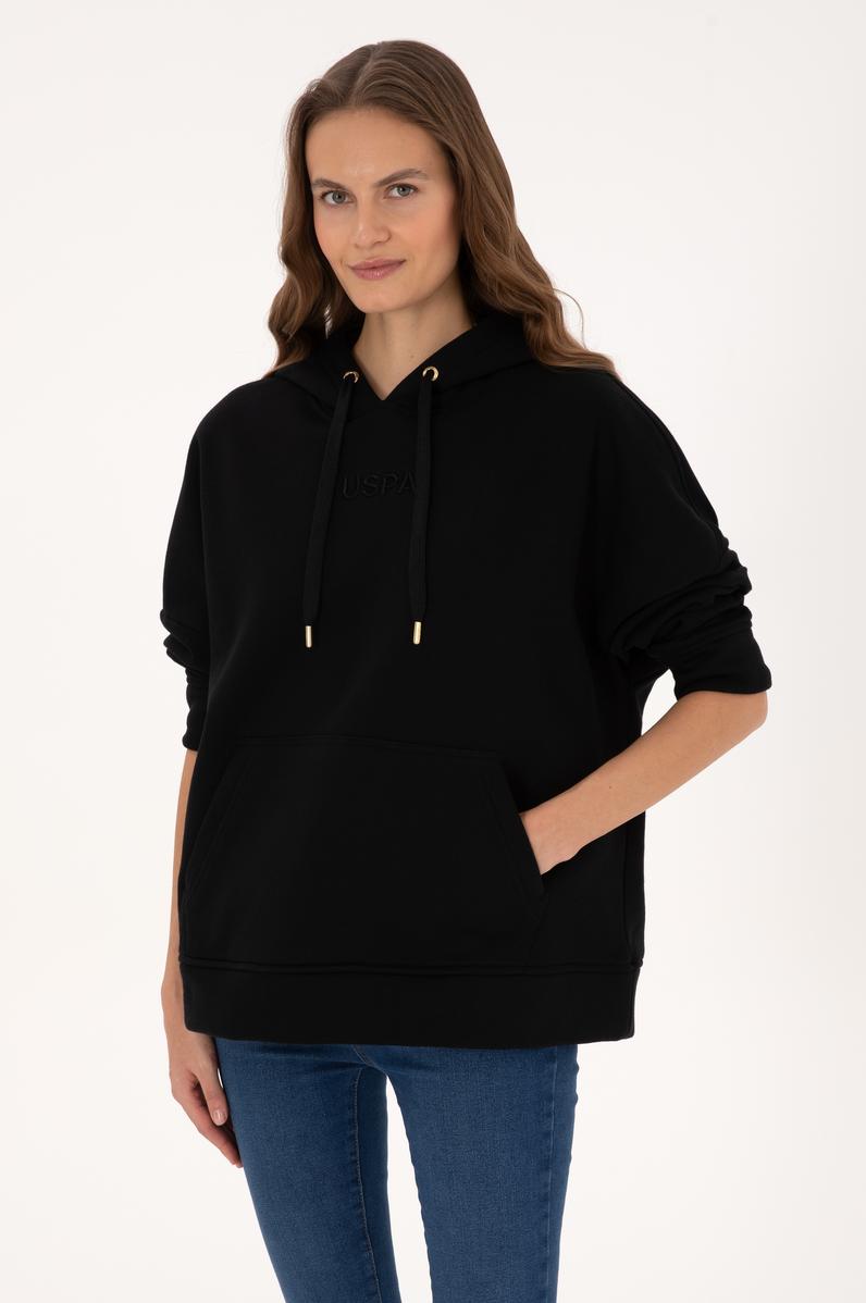 Kadın Siyah Kapüşonlu Sweatshirt