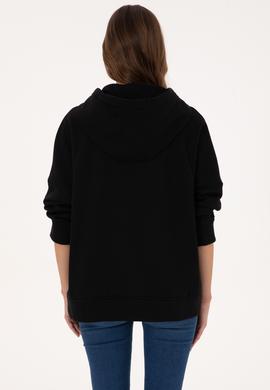 Kadın Siyah Kapüşonlu Sweatshirt - 50314938014