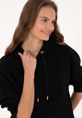 Kadın Siyah Kapüşonlu Sweatshirt - 50314938014