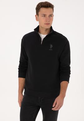 Erkek Comfort Fit Yarım Fermuarlı Siyah Sweatshirt - 50315936008