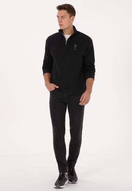 Erkek Comfort Fit Yarım Fermuarlı Siyah Sweatshirt - 50315936008