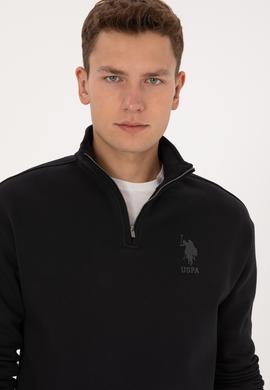 Erkek Comfort Fit Yarım Fermuarlı Siyah Sweatshirt - 50315936008