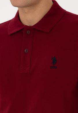 Erkek Regular Fit Polo Yaka Bordo Basic Sweatshirt - 50317510048
