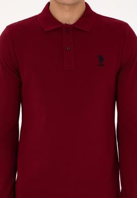 Erkek Regular Fit Polo Yaka Bordo Basic Sweatshirt - 50317510048