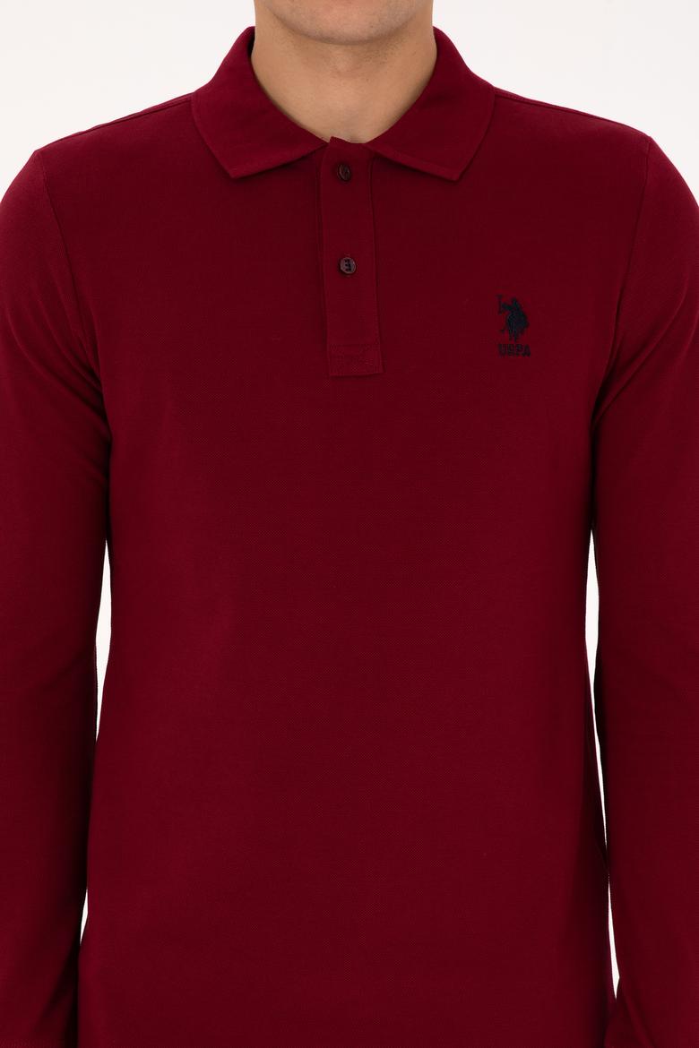 Erkek Regular Fit Polo Yaka Bordo Basic Sweatshirt - 50317510048