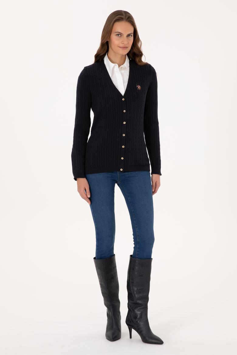 Kadın Lacivert Basic Triko Hırka - 50317841011