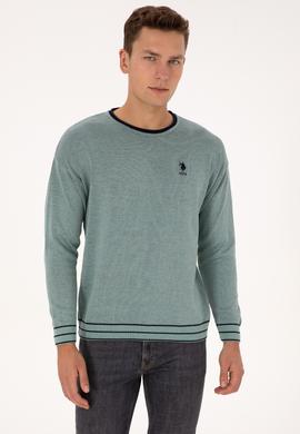 Erkek Comfort Fit Yaka Detaylı Mint Kazak - 50315022010