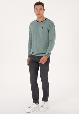 Erkek Comfort Fit Yaka Detaylı Mint Kazak - 50315022010