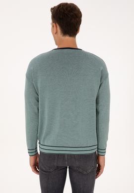 Erkek Comfort Fit Yaka Detaylı Mint Kazak - 50315022010