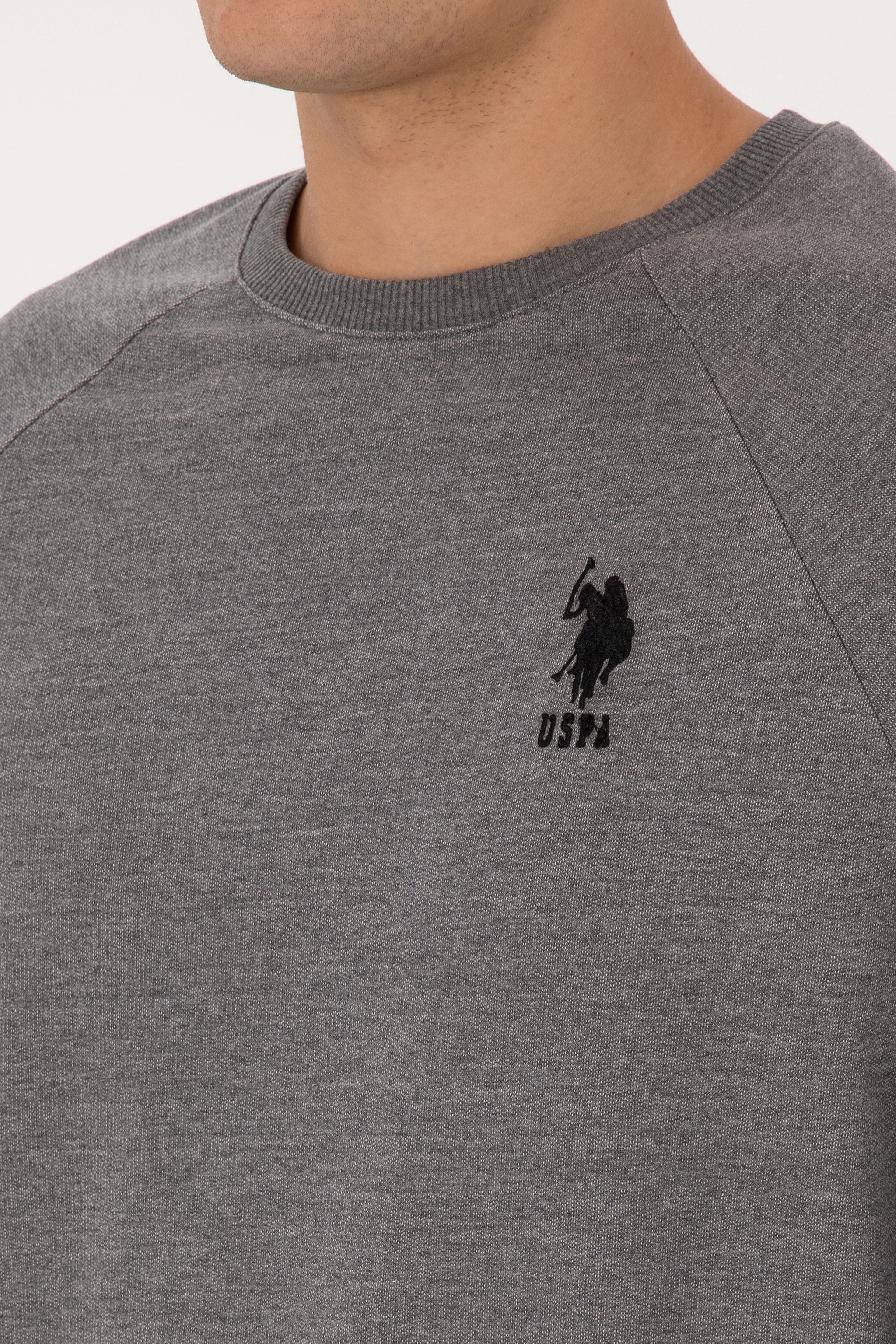 Erkek Regular Fit Bisiklet Yaka Antrasit Melanj Basic Sweatshirt - Image 7