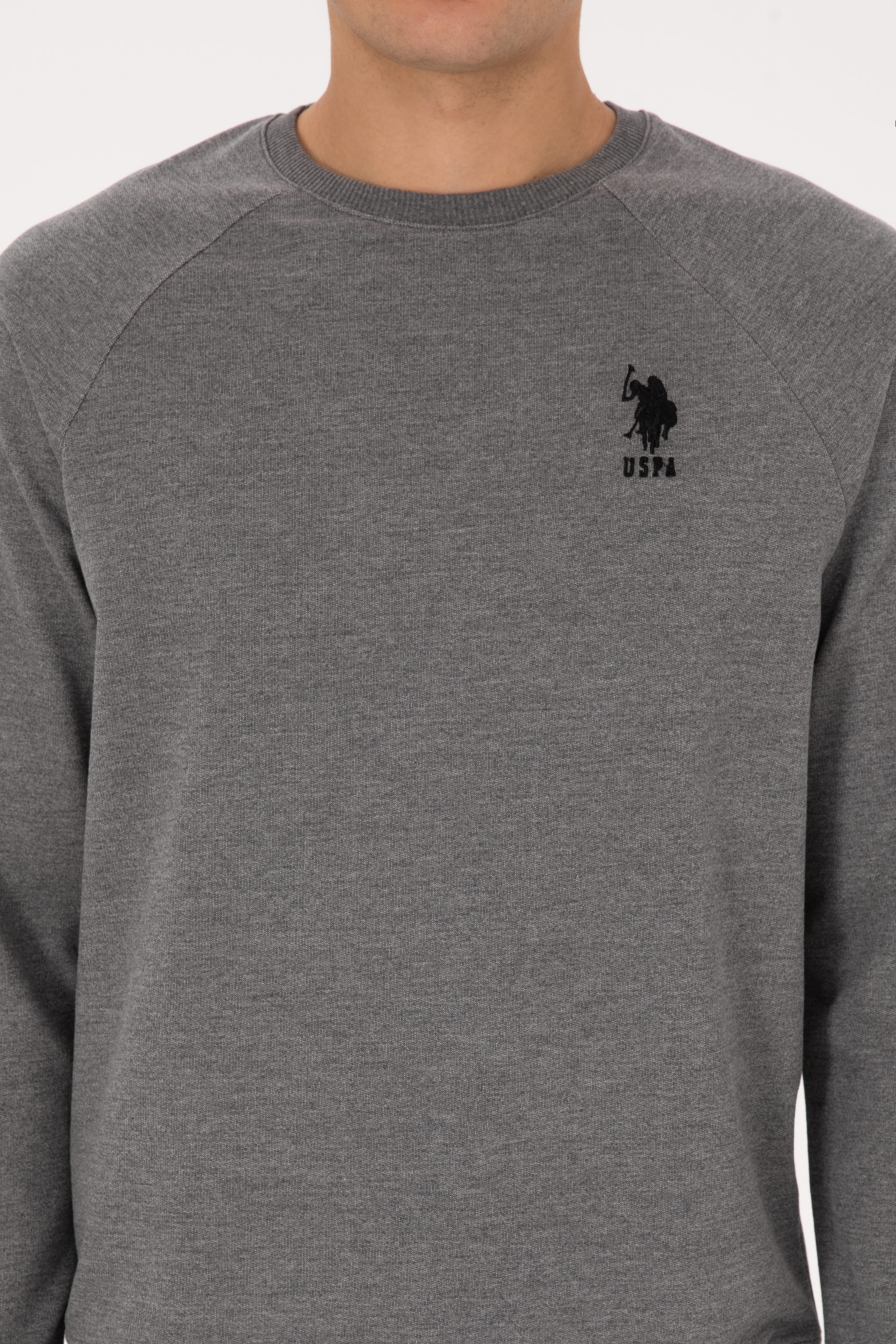 Erkek Regular Fit Bisiklet Yaka Antrasit Melanj Basic Sweatshirt - Image 6