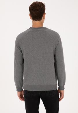 Erkek Regular Fit Bisiklet Yaka Antrasit Melanj Basic Sweatshirt - 50308103024