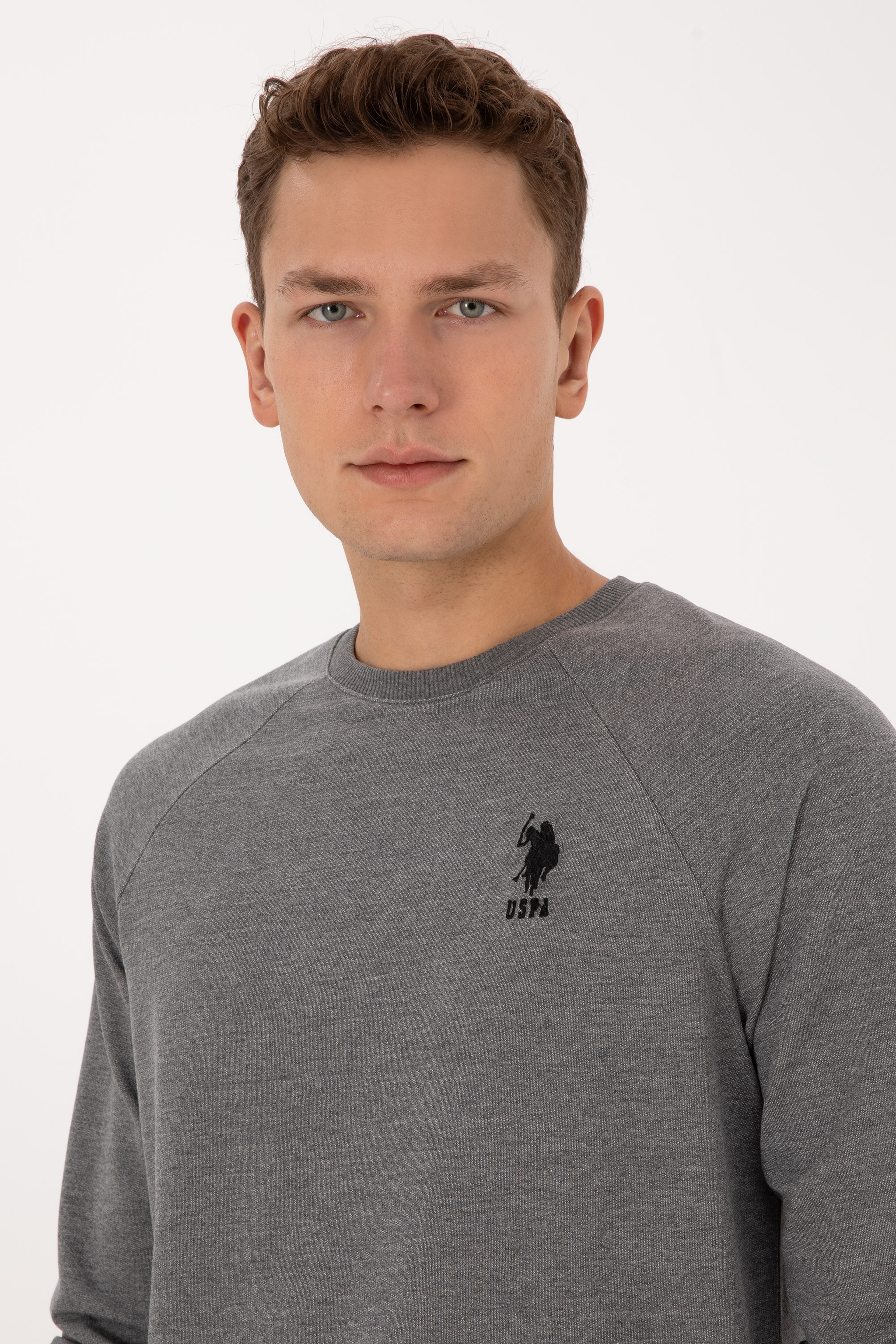 Erkek Regular Fit Bisiklet Yaka Antrasit Melanj Basic Sweatshirt - Image 2