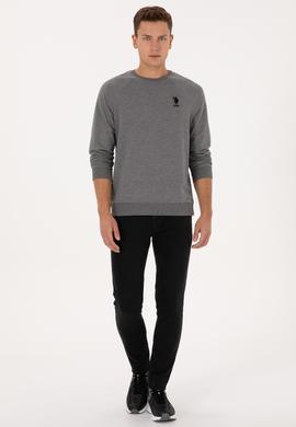 Erkek Regular Fit Bisiklet Yaka Antrasit Melanj Basic Sweatshirt - 50308103024
