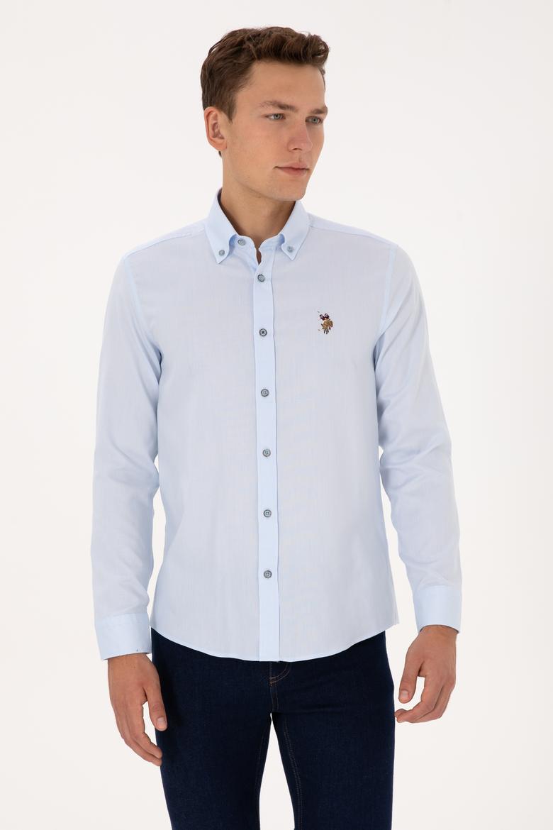 Erkek Açık Mavi Uzun Kollu Basic Gömlek - 50316788009