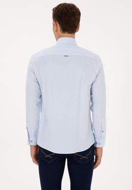 Erkek Açık Mavi Uzun Kollu Basic Gömlek - 50316788009