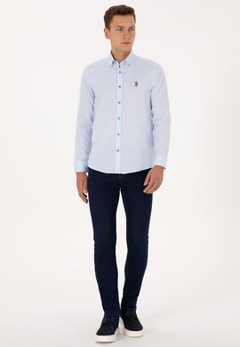 Erkek Açık Mavi Uzun Kollu Basic Gömlek - 50316788009