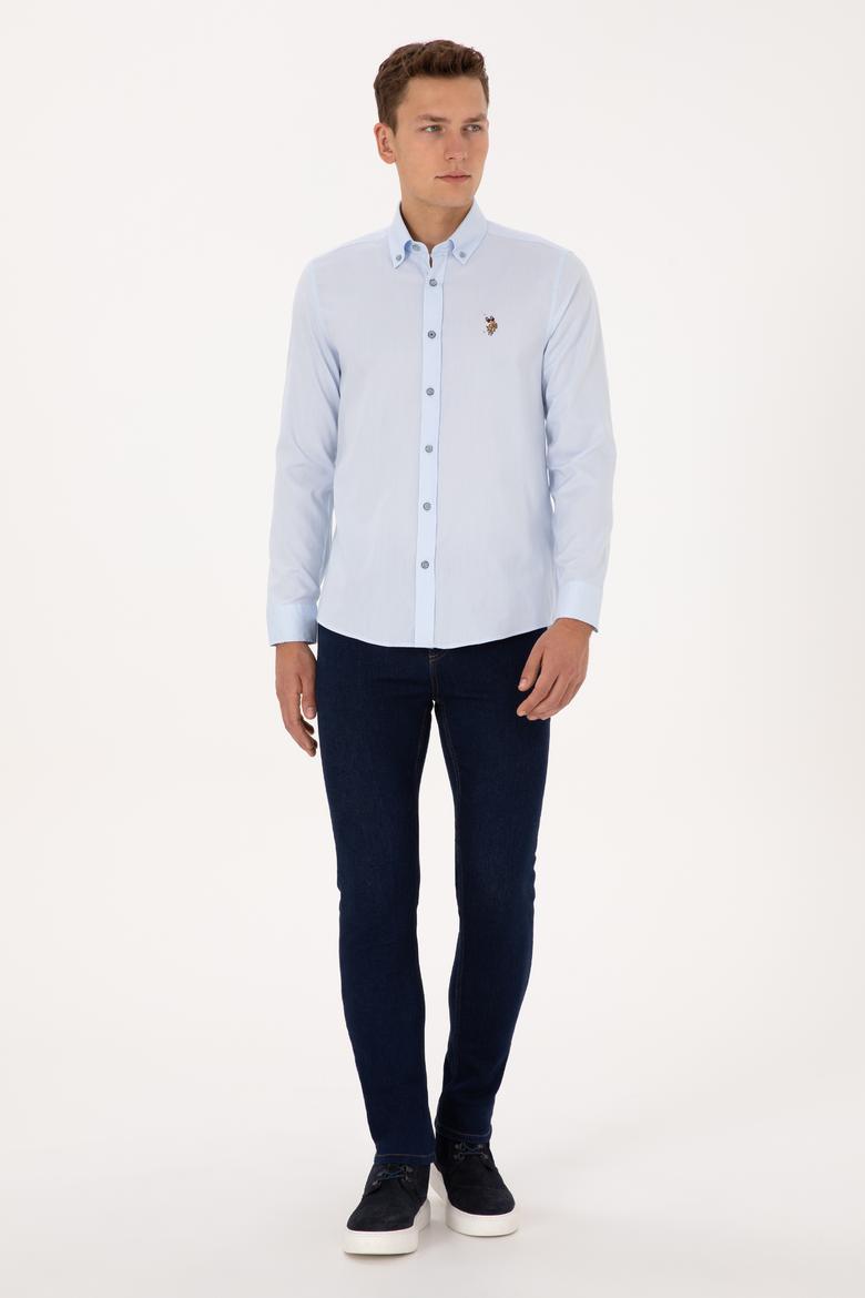 Erkek Açık Mavi Uzun Kollu Basic Gömlek - 50316788009