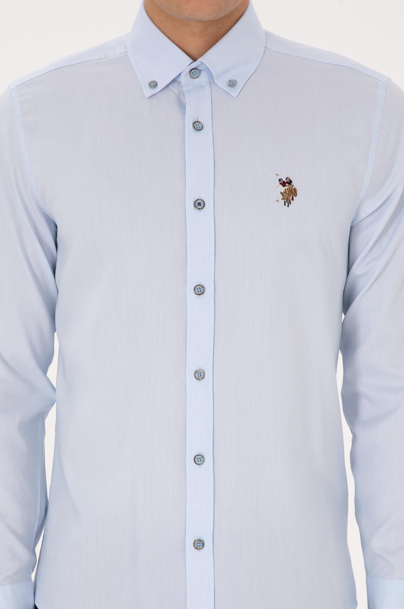 Erkek Açık Mavi Uzun Kollu Basic Gömlek