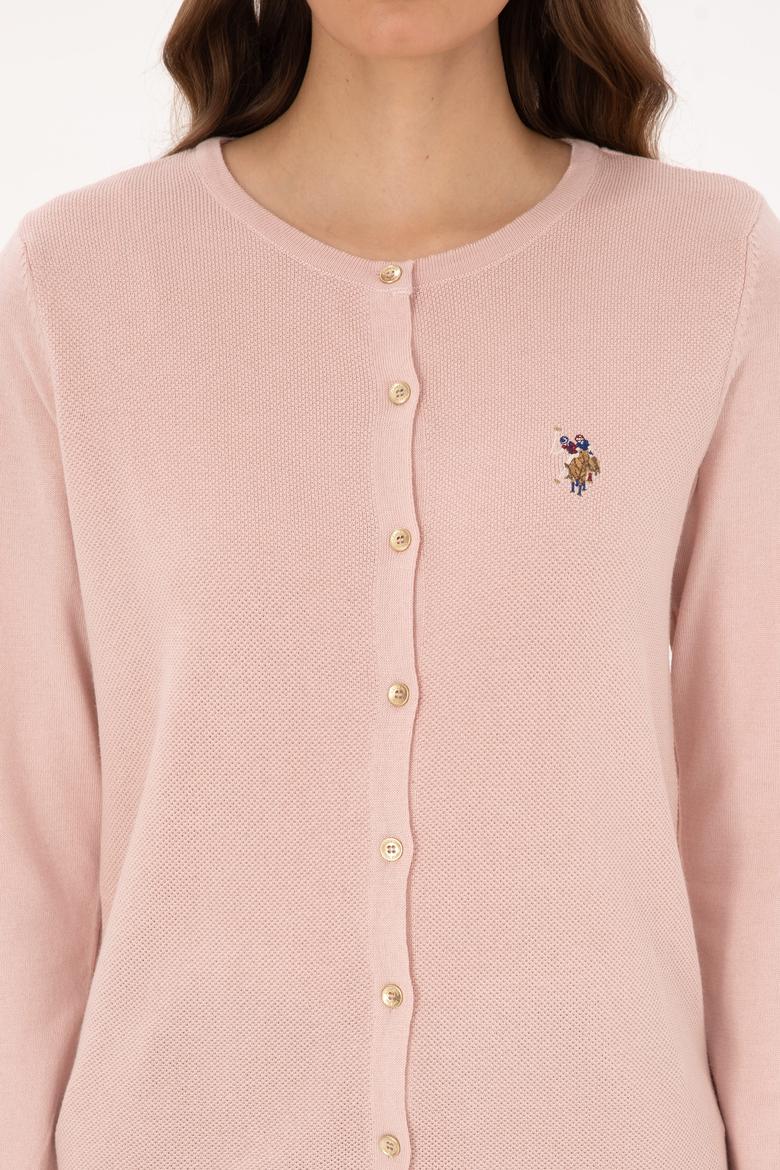 Kadın Pudra Basic Triko Hırka - 50307737065