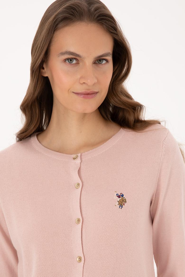 Kadın Pudra Basic Triko Hırka - 50307737065