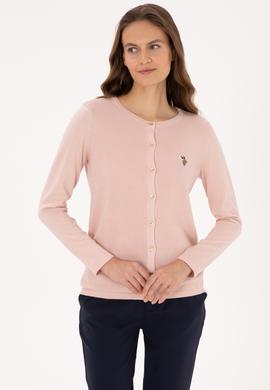 Kadın Pudra Basic Triko Hırka - 50307737065