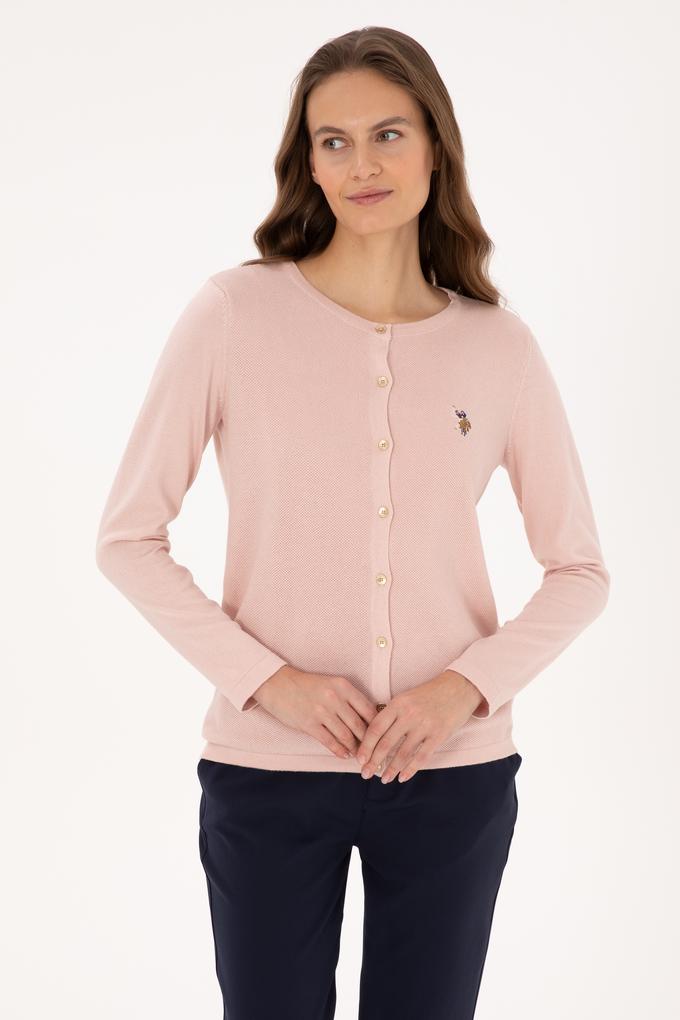 Kadın Pudra Basic Triko Hırka